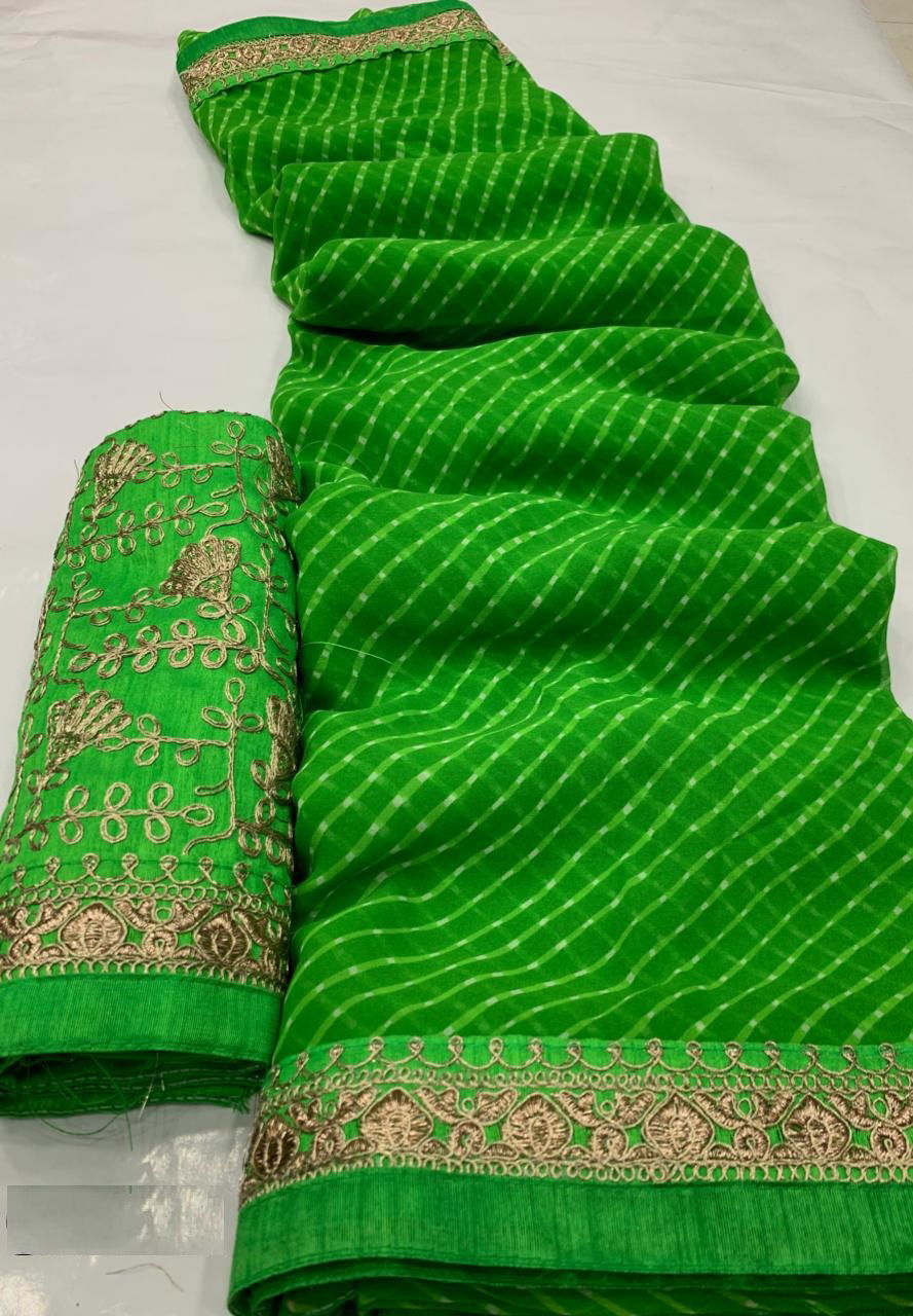 Mahek 80 New Eclusive Wear Designer Fancy Georgette Leheriya Saree Collection